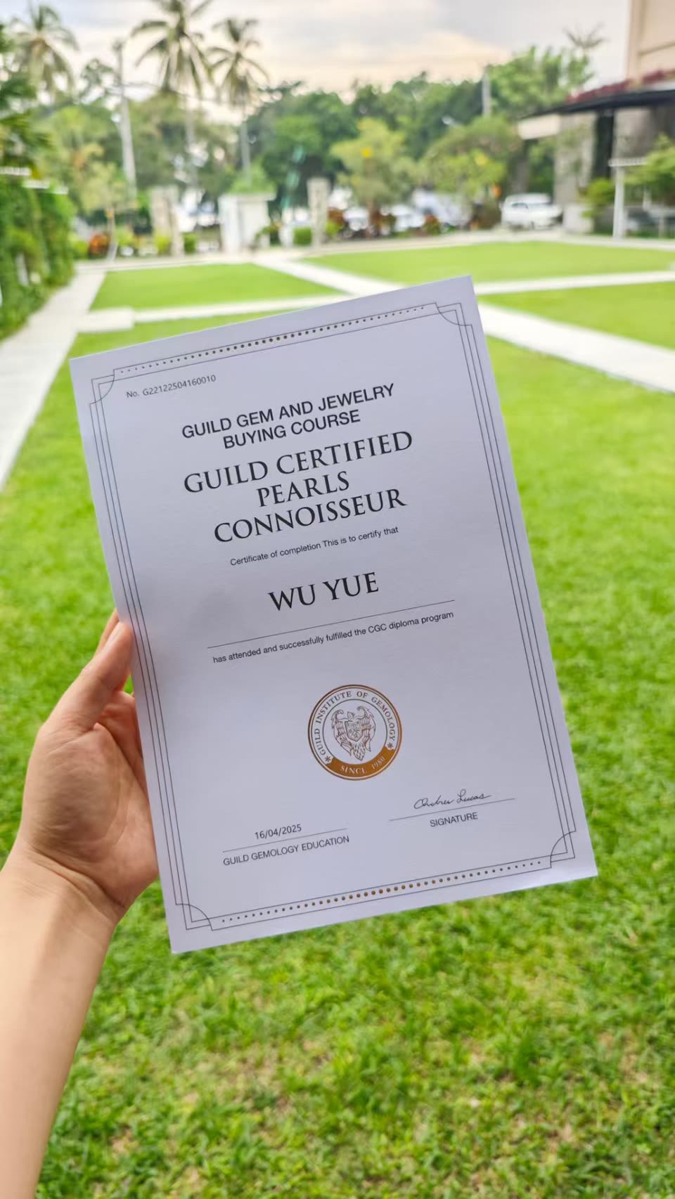 GUILD Certified Pearls Connoisseur 证书